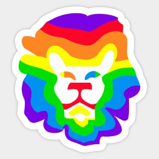 Cute Colorful Rainbow Lion Shape Head Drawing Sticker